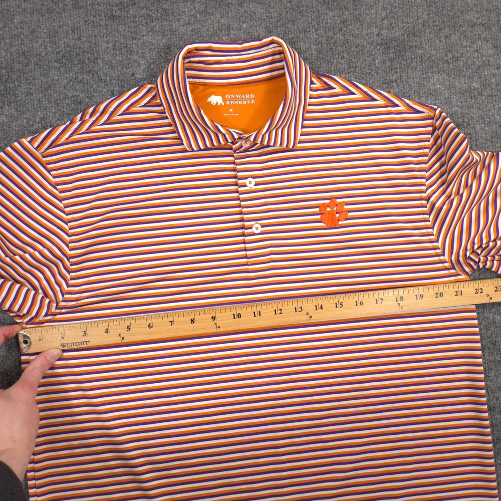 Onward Reserve Men's Orange Purple Striped Polo - Picture 4 of 8